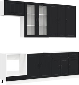 vidaXL Μονάδα κουζίνας LUCCA 8 pcs Μαύρο Επεξεργασμένο Ξύλο