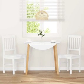 vidaXL Καρέκλες τραπεζαρίας 2 τεμάχια Λευκό μασίφ ξύλο καουτσούκ