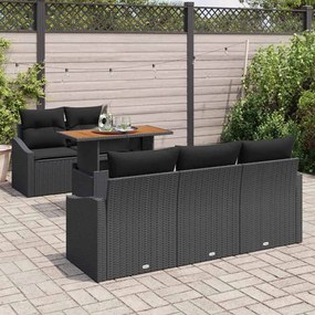 vidaXL Σετ Καναπέ Κήπου με αποθήκευση 6 pcs Μαύρο Πολυ ράταν
