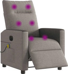 vidaXL Πολυθρόνα Μασάζ Ηλεκτρική Ανακλινόμενη Taupe Υφασμάτινη