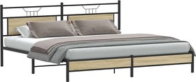 vidaXL Σκελετός Κρεβ. Χωρίς Στρώμα Sonoma Δρυς 193x201 εκ. Μεταλλικό