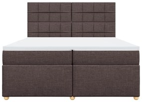 VidaXL Κρεβάτι Boxspring με Στρώμα Σκούρο Καφέ 200x200 εκ. Υφασμάτινο