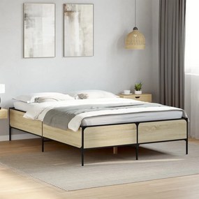 vidaXL Πλαίσιο Κρεβατιού Sonoma Δρυς 120x200 εκ. Επεξ. Ξύλο &amp; Μέταλλο