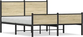 vidaXL Σκελετός Κρεβ. Χωρίς Στρώμα Sonoma Δρυς 140x200 εκ. Μεταλλικό