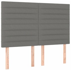 vidaXL Κρεβάτι Boxspring με Στρώμα Σκούρο Γκρι 140x190 εκ. Υφασμάτινο