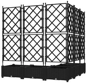 vidaXL Γλάστρα Κήπου με Τρέλις 5 τεμ Μαύρη 120x120x125.5 εκ