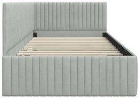 vidaXL Κρεβάτι Γωνίας με κεφαλάρι Ανοιχτό γκρι 90 x 200 cm Βελούδο