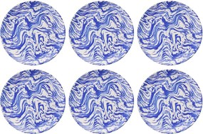 Service Plate Set (6 Pieces) Blue Wave Blue
White
