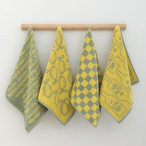 Πετσέτες Κουζίνας Jack100 (Σετ 4τμχ) Yellow-Green Palamaiki 100% Cotton