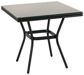 Τραπέζι Κήπου ArteLibre ANGOLA Μαύρο Αλουμίνιο/Γυαλί 80x80x75cm-14840069
