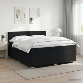 vidaXL Κρεβάτι box spring με στρώμα Μαύρο 200 x 200 cm Ύφασμα