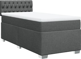 vidaXL Κρεβάτι Boxspring με Στρώμα Σκούρο Γκρι 100x200 εκ. Υφασμάτινο