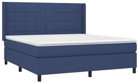 vidaXL Κρεβάτι Boxspring με Στρώμα &amp; LED Μπλε 160x200 εκ. Υφασμάτινο