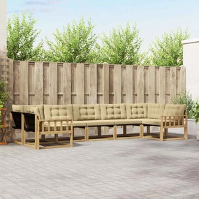 vidaXL Σειρά Καναπέ Εξωτερικού με μαξιλάρι 7 pcs Λευκό και Μπεζ
