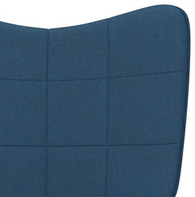 vidaXL Πολυθρόνα Κουνιστή Μπλε Υφασμάτινη με Σκαμπό
