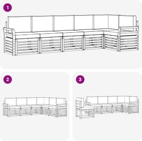 vidaXL Σειρά Καναπέ Εξωτερικού 6 τμχ. Φυσικό και Μπεζ Πολυεστέρας