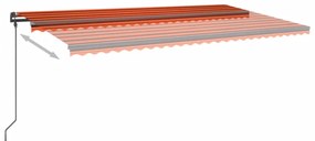 vidaXL Τέντα Αυτόματη με LED&Αισθητ. Ανέμου Πορτοκαλί/Καφέ 6x3,5 μ.