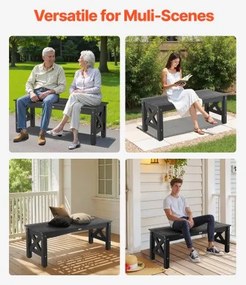 VEVOR Outdoor Bench Patio Bench 113 cm Weatherproof Plastic Frame 272 kg Black