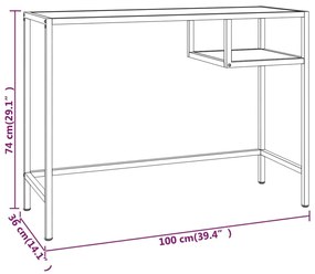 vidaXL Γραφείο Υπολογιστή Διάφανο 100 x 36 x 74 εκ. από Ψημένο Γυαλί