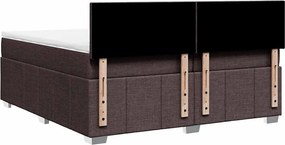 vidaXL Κρεβάτι Boxspring με Στρώμα Σκούρο Καφέ 200x200 εκ. Υφασμάτινο