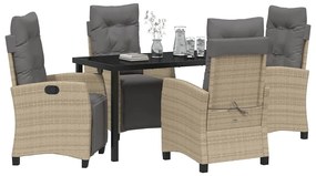 vidaXL Σέτ φαγητού για κήπο 5 pcs Μπεζ συνθετικό ρατάν
