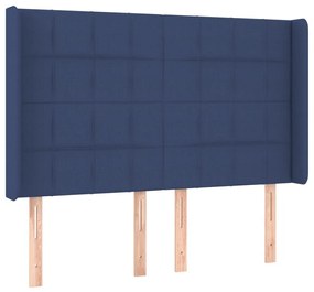 Κρεβάτι Boxspring με Στρώμα &amp; LED Μπλε 140x200 εκ. Υφασμάτινο - Μπλε