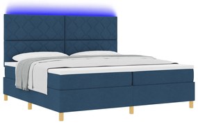 vidaXL Κρεβάτι με Στρώμα & LED Μπλε 200x200 εκ Ύφασμα