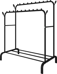 Διπλή Μεταλλική Κρεμάστρα Δαπέδου 110x55x150cm με Ράφι - Μαύρο