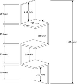 Ραφιέρα τοίχου Zikzak Megapap χρώμα λευκό 25x25x105,4εκ.