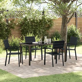 vidaXL Σέτ φαγητού για κήπο 5 pcs Μαύρο HDPE