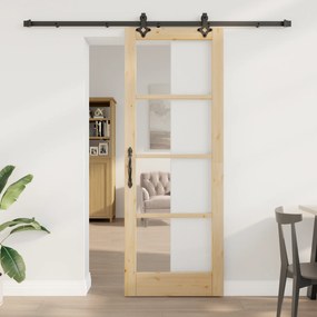 vidaXL Συρόμενη Πόρτα  με Κιτ Υλικών 78x211 εκ. Μασίφ ξύλο Πεύκου