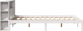 vidaXL Κρεβάτι Βιβλιοθήκη Χωρίς Στρώμα Λευκό 135x190 εκ Μασίφ Πεύκο