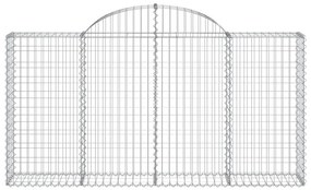 Συρματοκιβώτια Τοξωτά 10 τεμ. 200x30x100/120 εκ. Γαλβαν. Ατσάλι - Ασήμι