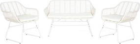 Έπιπλα κήπου DKD Home Decor Λευκό 124 x 74 x 84 cm (4 Τεμάχια)