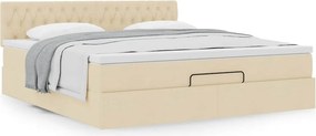 vidaXL Οθωμανικό κρεβάτι με στρώμα Cream 180x200cm ύφασμα