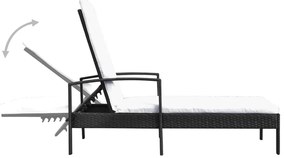 vidaXL Ξαπλώστρα Μαύρη από Συνθετικό Ρατάν με Μαξιλάρι