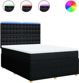 vidaXL Κρεβάτι Boxspring με Στρώμα Μαύρο 140x190 εκ. Υφασμάτινο