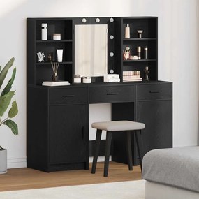 vidaXL Σετ Τουαλέτας 3 Τεμαχίων Μαύρο Επεξεργασμένο Ξύλο