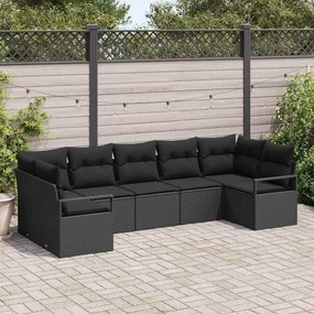 vidaXL Σετ Καναπέ με μαξιλάρι 7 pcs Μαύρο συνθετικό ρατάν