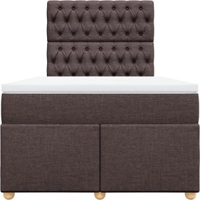 vidaXL Κρεβάτι Boxspring με Στρώμα Σκούρο Καφέ 120x190 εκ Υφασμάτινο