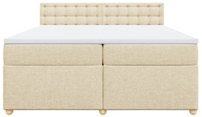 vidaXL Κρεβάτι Boxspring με Στρώμα Κρεμ 200x200 εκ. Υφασμάτινο