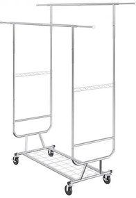 VEVOR Heavy Duty Clothes Rack, Double Hanging Rod Clothing Garment Rack for Hanging Clothes, Adjustable Height and Extendable Length Clothing Rack with Bottom Storage Area, 600 lbs Load Capacity