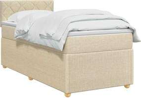 vidaXL Κρεβάτι box spring με στρώμα Κρεμ 100 x 200 cm Ύφασμα