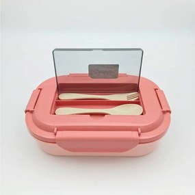 Πλαστικό Δοχείο Φαγητού 1600ml με Μαχαιροπίρουνα - Ροζ