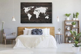 Εικόνα στον παγκόσμιο χάρτη φελλού σε ξύλο - 90x60  color mix