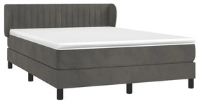 vidaXL Κρεβάτι Boxspring με Στρώμα Σκούρο Γκρι 140x200 εκ. Βελούδινο