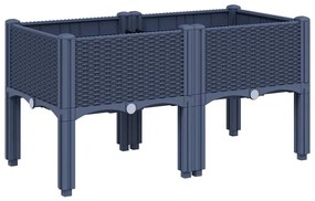 vidaXL Ζαρντινιέρα Κήπου με Πόδια Μπλε Γκρι 80x40x42 εκ. από Πολυπροπυλένιο