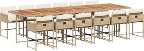 vidaXL Σετ Τραπεζαρίας Κήπου 13 τεμ. Μπεζ Συνθ. Ρατάν με Μαξιλάρια