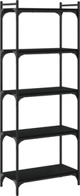 vidaXL Βιβλιοθήκη 5 Επιπέδων Μαύρη 60x30x154 εκ. Επεξεργασμένο Ξύλο