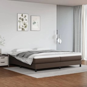 vidaXL Κρεβάτι Boxspring με Στρώμα Καφέ 200x200 εκ. Συνθετικό Δέρμα